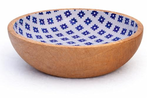 The Great Indian Bazaar Handmade 20 x 5 cms Decorative Mango Wood Snack Serving Bowl for Dry Fruits Chips Coffee Table Countertop Display Key Bowl Tableware Kitchen Living