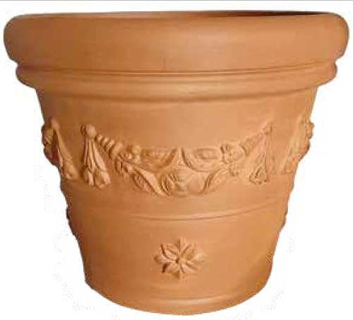 Terracotta Pot with Festoon Made in Italy – Terracotta Planter, Diameter 30 cm, Height 26 cm