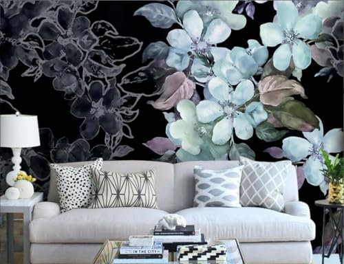 Fototapete Blumen 3D Tapeten 3D Effekt Wohnzimmer Schlafzimmer Vliestapete Handgemalte Abstrakte Schwarze Und Weiße Birnbaumblüten Natur Grau Graffiti Steinoptik Kinder Tapeten