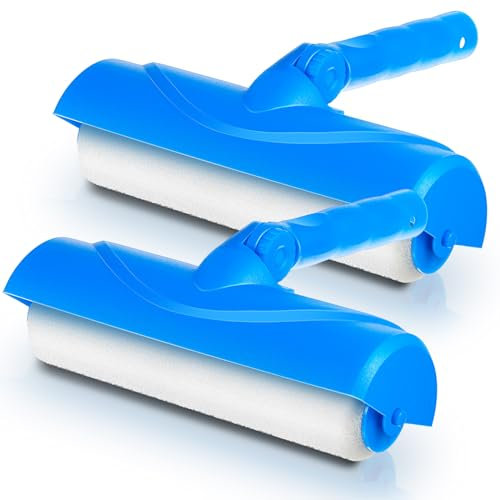 Lasnten 2 Stück 25,4 cm Decken-Farbroller mit Schild, verstellbarer Kopf, kein Tropfen, Kit ohne Spritzer für Wände