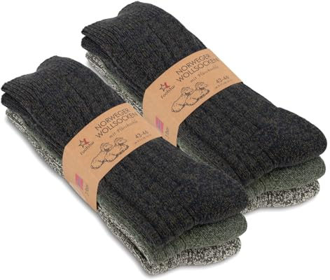 Footstar herrar vinterullstrumpor (6 par) norska strumpor med frotté plyschsula, Grön, 39-42 EU