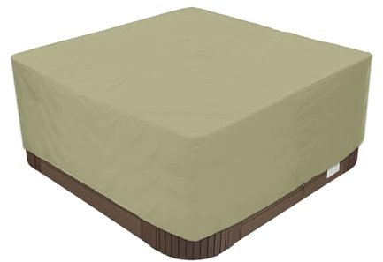 BaCover Outdoor Whirlpool Abdeckung, 210D Oxford-Gewebe Wasserdicht UV-Schutz Spa Hot Tub Pool Abdeckun Quadratische Pool Schutzabdeckung,Beige,231x231x90cm