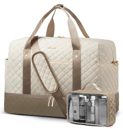 LOVEVOOK handbagage sportväska khaki, Beige med skofack, 40 L