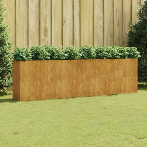 Gecheer Fioriera da Giardino in Acciaio Corten 280x40x80 cm, Letto Rialzato per Orto da Esterno Grande - L824528