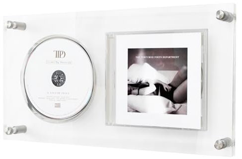 WEIMINLI Acrylic CD Frame Display Case for Disc and Insert, Clear