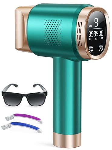 IPL Hair Removal Device, Laser Hair Removal Device 3-in-1 with 9 Energy Levels, 999,900 Flashes, 2 Control Modes, IPL Laser Hair Remover for Women Body Facial Bikini Line Arm Leg, Green
