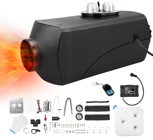 HALOYWB Chauffage Diesel 12 V 5 KW avec écran LCD Intelligent pour Garage, Camping-Car, Camping-Car, Camion, remorque, Bateau (Noir Pur)