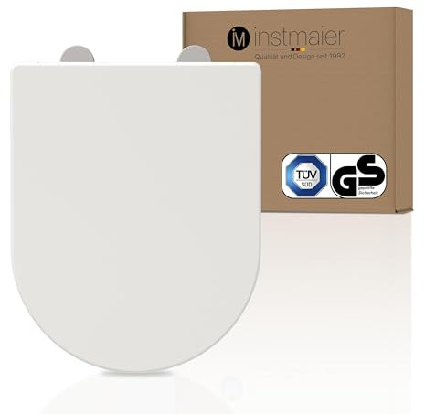 instmaier Helma | Toilettendeckel mit Absenkautomatik | Weiß | TÜV geprüft | D-Form | Toilettensitz aus Duroplast | Quick Release Funktion | Antibakteriell