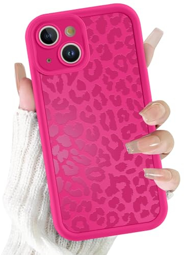 ZhuoFan Cover per iPhone 13 Mini 5,4”, Aesthetic Leopardata Motivo Custodia Rosa Rossa Opaca Ultra Morbida Sottile Leggera Silicone Antiurto AntiGraffio TPU Bumper Protettiva Case, 04