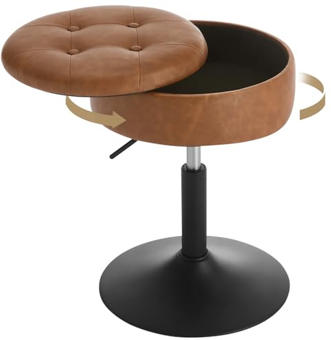 WOLTU Schminktisch Hocker, mit Stauraum, Kunstleder, Braun