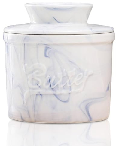 Cnwinu Butterglocke Keramik,Französische Butterdose Keramik,Butterdose Wassergekühlt,Butterdosen mit Deckel,Butterfass,Französischer Buttertopf,Butterbehälter für Frische und Streichfähige Butter