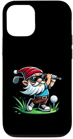 Funny Gnome in Garden Sunglasses Santa Playing Golf Case for iPhone 12/12 Pro