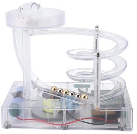 HUSHUI Art Perpetual Motion Machine Ornament Desk Non Stop Rolling Ball Toy Science Physics Gadget Desktop Decoration (Transparent)