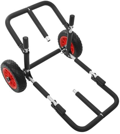 Transportwagen Surfwagen Transport Trolley klappbar Wagen bis 80kg, Kanuwagen Bootstrailer für 2er SUP, Stand Up Paddle Surfboard, Kajak (Rot)