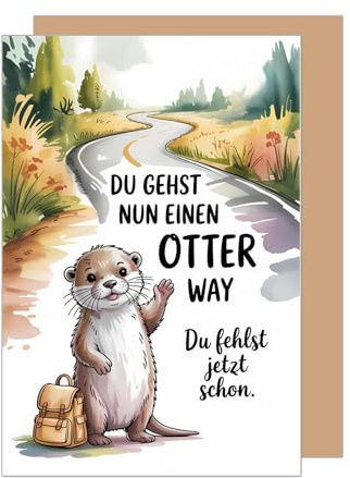 Edition Seidel Premium Glückwunschkarte zum Abschied mit Umschlag. Abschiedskarte mit Spruch Grußkarte Karte Ruhestand Jobwechsel Arbeit Mann Frau Kollege Kollegin Freunde Otter (AS160 SW025)