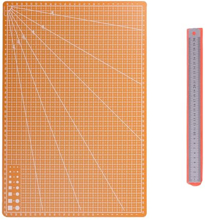 Cutting Mat Craft Mat Flexible Non Slip Craft Cutting Mat, Self Healing Cutting Mat A3,for Cutting Fabric, Paper, and Cards Double Sided self-Healing Cutting mat (Orange)