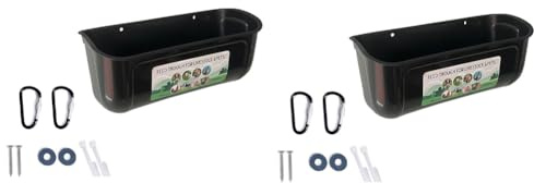 Quystetes Svart 2-pack ankmatare staket hängande matning tråg gås kalkon tråg med klämmor enkel installation lätt att använda