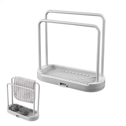 jinminamz Soporte Utensilios Cocina, Porta Estropajos Fregadero, Soporte Esponja Fregadero, Soportes para 2 Barras Escurridor Estropajos Fregader, Accesorios Cocina pour Esponjas Toallas