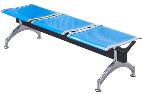 LIKANGLONGJU 3-Sitzer-wartezimmer Stühle, Sitzbank für Flughafen-Wartezimmer, 160 cm, Metallgitter, Tragkraft 360 Kg, für den Einsatz im Krankenhaus(Blue)