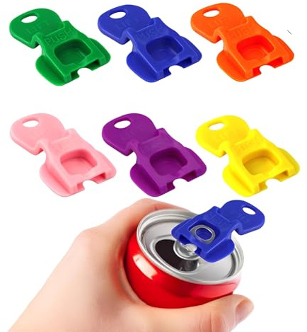 6 abrelatas de anillo para el cuidado de ancianos, abrelatas 2 en 1 para abrir pestañas y protector de bebidas, abrelatas de refrescos para cocina, camping, picnics, cerveza, coca cola