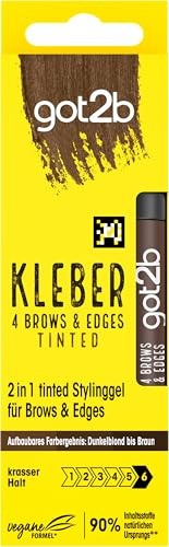 GOT2B 2in1 Stylinggel Kleber 4 Brows&Edges Tinted Dunkelblond bis Braun (16 ml), Tinted 2in1 Augenbrauen Gel&Haar Mascara mit praktischer Eyebrow Brush zum Stylen und Babyhaare Fixieren, vegane Formel