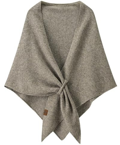 Ladiery Dreieckstuch Damen mit Verschluss - Weicher Schulter-Schal mit Kaschmir-Feeling, Strick-Poncho für Abendkleider, Büro & Reise, 180x129cm (Khaki)