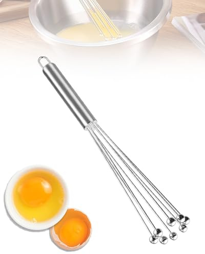 HZAOPZE Batidora Cocina Manual Pequeña,Varillas Cocina,Batidora Rotativa de Acero Inoxidable para Cocinar Mezclar Revolver La Masa Huevos Espumar Cómodo y Duradero le Ahorra Tiempo (10 Pulgada)