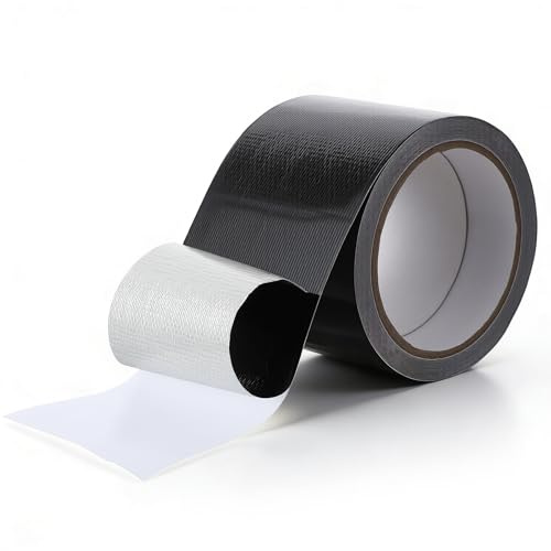 PEOVLVN Tent Repair Tape, Heavy Duty Fabric Repair Tape Waterproof Outdoor Repair Patch for Canvas Awning Rv Roof Tent Boat Cover and Tarp Repair Kit (Black, 8cm*7.5m)