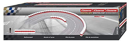 Carrera 20021130 21130 Tire Stacks Guardrail Wall for Digital 124/132/Evolution Slot Car Tracks Realistic Scenery Add On Parts Accessory, White Red