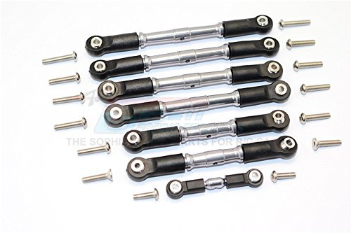 GPM For Traxxas Slash 4X4 & Telluride 4X4 Upgrade Parts Aluminium Completed Turnbuckles With Plastic Ball Ends - 7Pcs Set Grey Silver