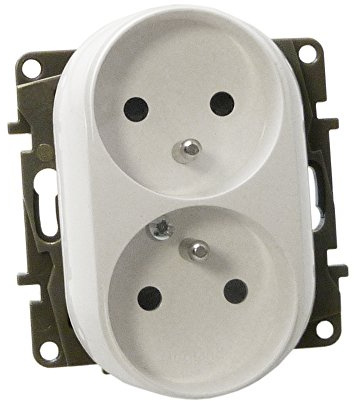 Doppel Steckdose 2P+Z m.Erdung Typ-E franz/belg System NILOE 764542 Legrand 2703