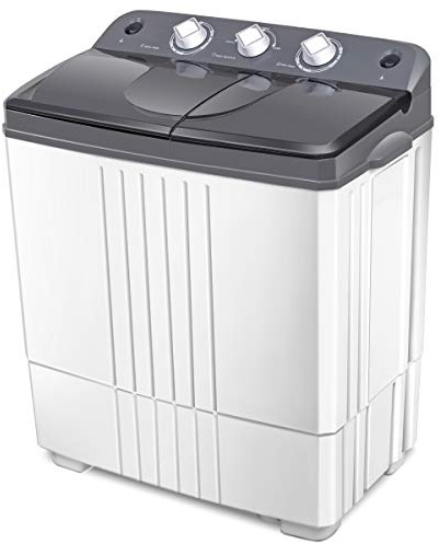 Giantex Portable Washing Machine, 20lbs Capacity, 12lbs Washer and 8lbs Spinner, Compact for Apartment RV, Gray & White, GX20313-PE