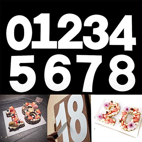 Rolin Roly 9PCS 12 Inch Numero di Stencil per Dolci Modello di Torta Numero 0-9 Stencil Modello Cake Mould Numeri 0-9 Taglio Della Torta Stampo Per Glassa Crema Alla Frutta