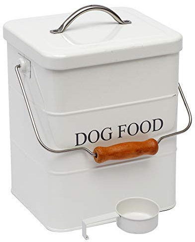 Morezi Dog Food Container,mit Deckel und Löffel hundefutter Box,futteraufbewahrung Hund Vorratsglas-weiß