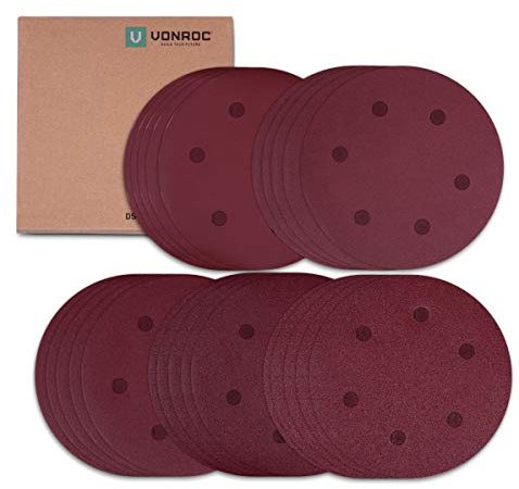 VONROC Set di 25 pezzi di carta abrasiva universale per levigatrice da muro per pareti e soffitti, diametro Ø225mm
