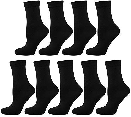 Nur Die 9er Pack Ohne Gummi Socken mit Komfortbund ohne Einschneiden weiche Baumwolle Damen, schwarz, 35-38