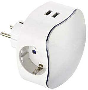 Fline Clavija Triple Schuko con Toma Tierra + 2 USB + Piloto indicador de LED