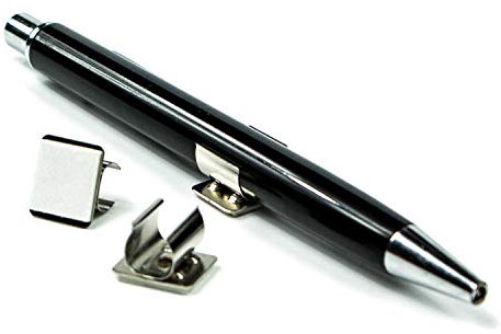 LEO’s - 10 x Stiftehalter selbstklebend 1,5 x 1,2 cm aus Metall - Stifthalter Clip für Kugelschreiber und Schreibgeräte - Kugelschreiberhalter zum Kleben an Notizbuch, Kalender und Mappen