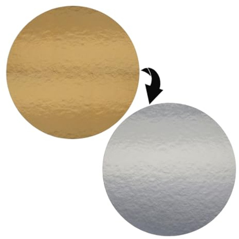 5 x Tortenuntersetzer 24 cm Ø RUND | Gold-Silber | spiegelnd | 2 mm dick| STABIL | Lebensmittelecht | Tortenunterlage | Tortenplatte | Cakeboard | Kuchenunterlage | Kuchenuntersetzer | Kuchenplatte