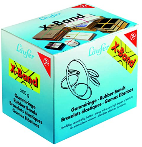 Läufer 59082 Rondella X-Band Elástico Cruz Bandas, Gomas 100 x 11 mm, Diámetro 65 mm, Caja de 500 g, Banda elástica multicolor