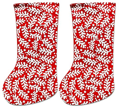 By Robelli 2 sacos de fieltro para calcetín (60 cm, diseño de muérdago, patrón de repetición de acebo de muérdago) (2 x patrón de repetición de muérdago)