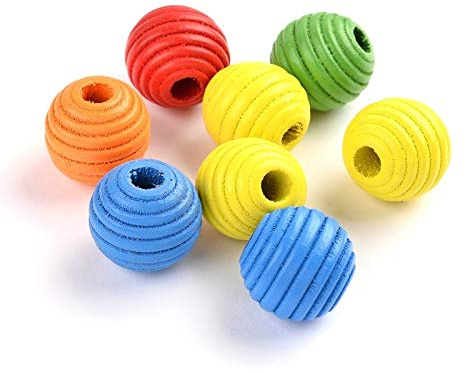 Perlin Holzperlen 20mm Bienenstock Streifenform Bunte Holzkugeln Runde zum auffädeln Basteln 6mm großes loch Zwischenperlen