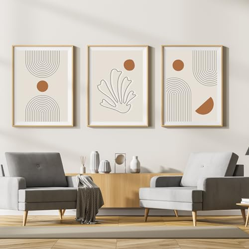 LYBOHO Toiles Images, Posters d'Art Abstrait Moderne Tableaux Muraux Salon, Set de Posters Boho pour Salon Chambre - Sans Cadre (Géométrie 2, 3PCS-50x70cm)