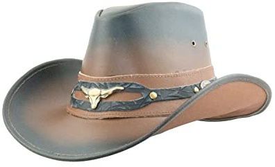 Black Jungle Ontario Outdoor Western Cappello in Pelle Australia Cowboy Cappelli in Pelle Cappello da Equitazione Unisex (XL, delavé)