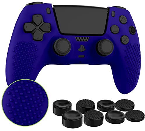 MyGadget Silikon Hülle kompatibel mit PS5 Controller - mit 8 Thumbsticks [ 2X Paar Hoch | 2X Paar Tief] - PlayStation 5 Dualsense Wireless Skin in Lila
