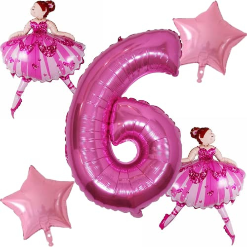 DIWULI Ballerina Geburtstag 6 Jahre - Ballerina Luftballons