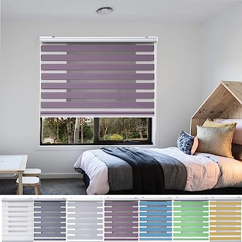 Lamellenvorhang 65 x 180 cm Sichtschutz Blendschutz Hitzeschutz Day + Night Plissee Falt-Rollo Montage-Teile inklusive für Tür und Fenster, Lila