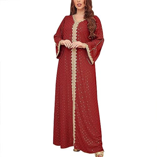 Duohropke Muslimisches Kleider Frauen Kaftan Arab Jilbab Abaya Spitze Nähen Maxikleid Damen Langarm Abendkleider Muslim Hochzeit Kleidung Saudi-arabien Rockabilly