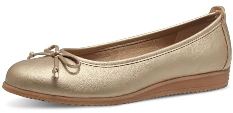 MARCO TOZZI Damen Ballerinas Runde Spitze mit Schleife, Gold (Gold), 38 EU