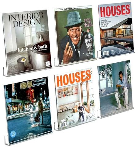 AITEE Vinyl Wandhalterung: 6 Pack Klar Acryl Schallplatten Wandhalterung 30,5 x 4,3 x 4,3 cm für Platten und Fotos